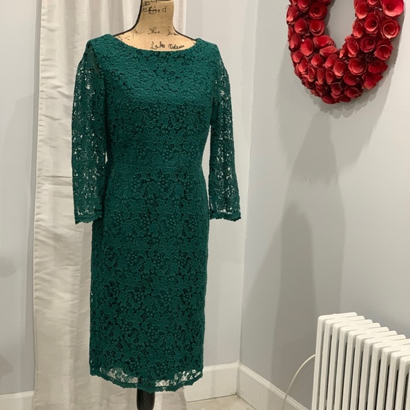 Talbots Dresses & Skirts - Talbots green lace long sleeves dress size 8